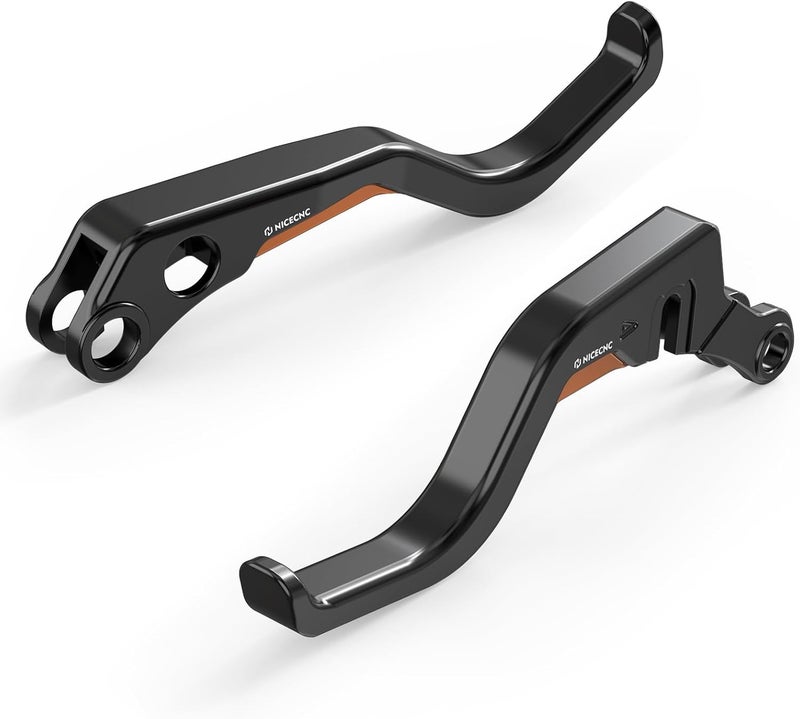 NICECNC Orange 2-Finger Short Brake Clutch Levers Compatible with Harley Sportster S, Replacement for 36700281/41700626A - Image 1